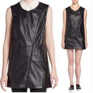 Max Studio M Faux Leather Suede Zip Sleeveless Vest Dress Black Womens Size M